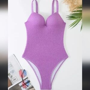 EMBOSSED STRIPPED TEXTURED WOMENS TUMMY CONTROL PUSH UP SWIMMSUIT MEDIUM NEW